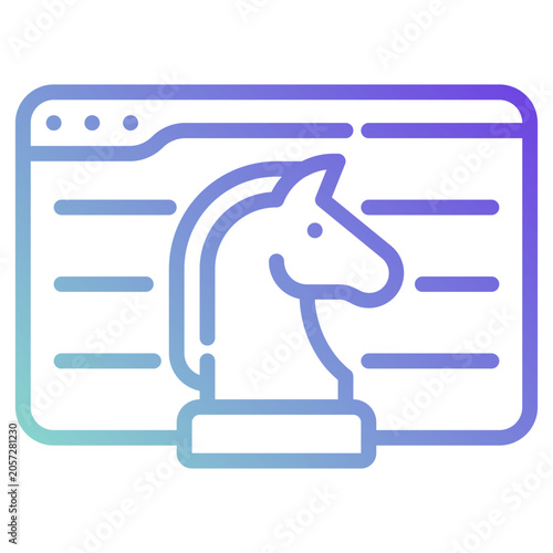trojan horse. this is a vector single icon with a dashed line gradient style. It is suitable for various purposes, including website design, mobile app design, and logo design.