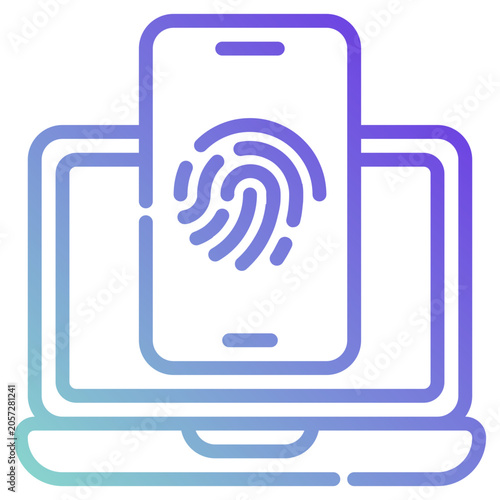 two factor authentication. this is a vector single icon with a dashed line gradient style. It is suitable for various purposes, including website design, mobile app design, and logo design.