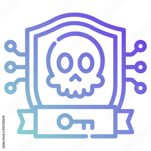 vpn shield. this is a vector single icon with a dashed line gradient style. It is suitable for various purposes, including website design, mobile app design, and logo design.