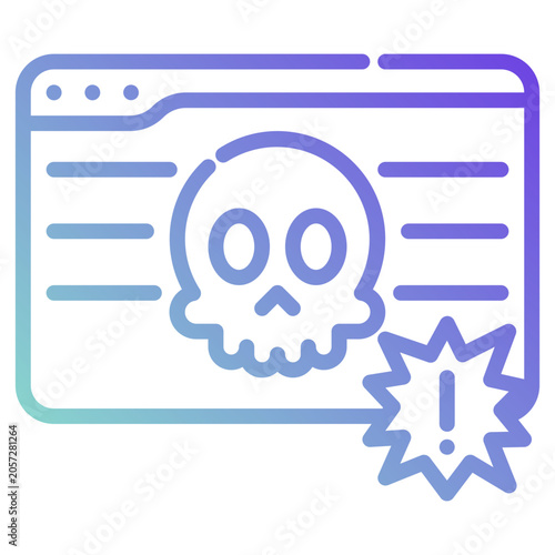 warning virus. this is a vector single icon with a dashed line gradient style. It is suitable for various purposes, including website design, mobile app design, and logo design.