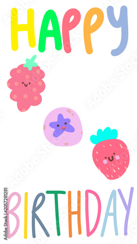 Happy berry birthday quote with adorable berry characters and colorful lettering, creating a playful birthday celebration card with cheerful vibes