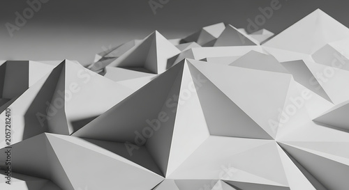 Geometric 3D white polygonal mountain landscape background