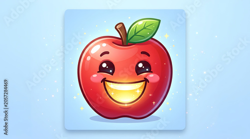 Happy smiling red apple cartoon character