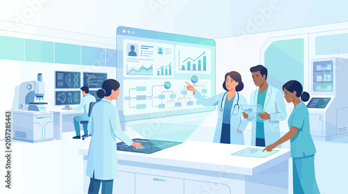 Medical Professionals Analyzing Digital Health Data Together