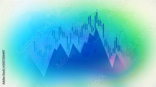 Fotografija Stock Market Trend Abstract: A visual representation of fluctuating stock market data, depicted through abstract charts and graphs against a soft, gradient background suggesting growth and volatility