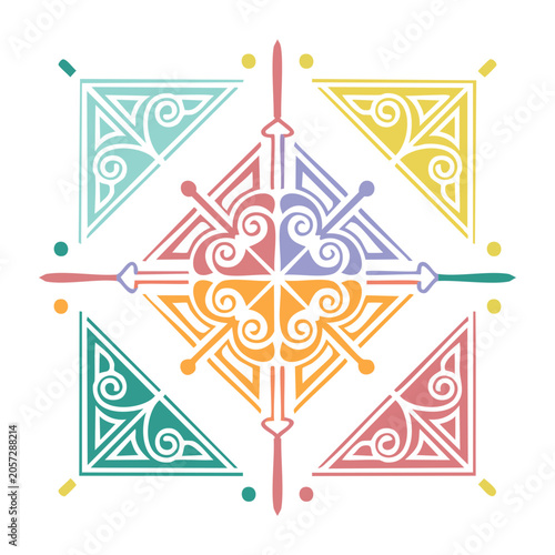 Ornate cross with floral and geometric design