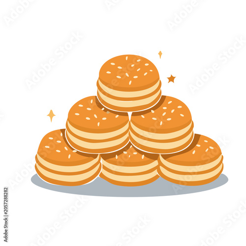 Stacked oranges top view flat design