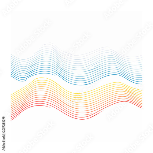Wavy ribbon pattern in blue yellow pink red white