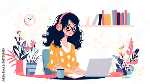 cheerful freelancer working