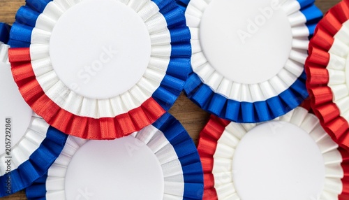 Patriotic rosette ribbon pattern with red white blue award badges