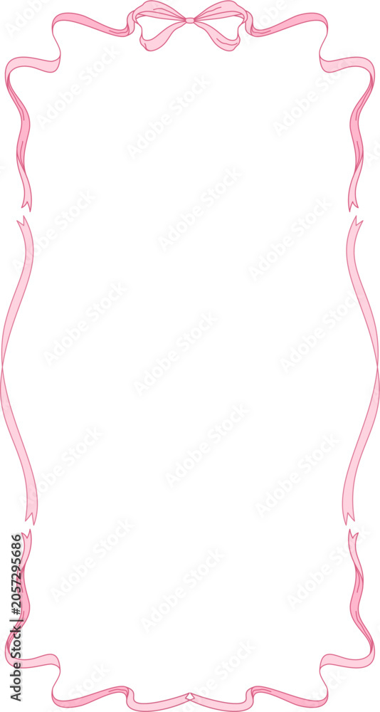Fototapeta premium Pink Coquette Ribbon and Bow Frame