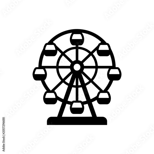 Minimalist black vector icon representing a classic ferris wheel ride at a carnival or theme park.