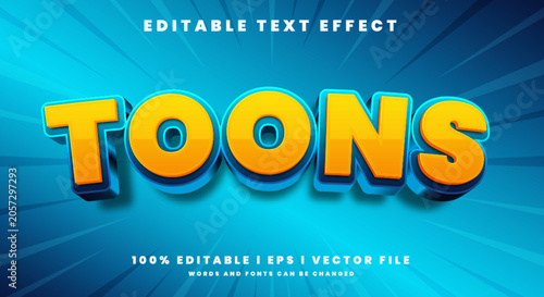 Εκτύπωση καμβά Editable toons text effects, modern colors.