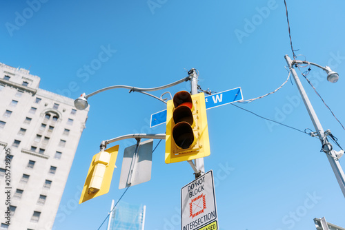 Photography Urban Traffic Light and Street Sign on Clear Day