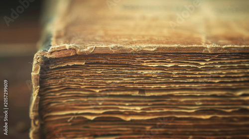 Old book uncut page edges rough paper texture side view