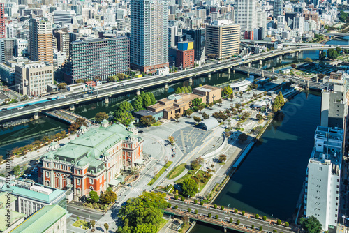 上空から見下ろす中之島の歴史的建造物と水都の絶景