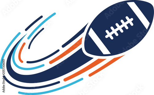 American Football Ball with Dynamic Motion Trail Vector Sports Icon