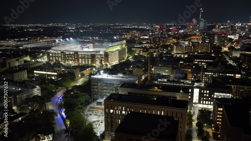 Illuminated College Football Stadium Lit at Night in Austin Texas Part 2 of 2