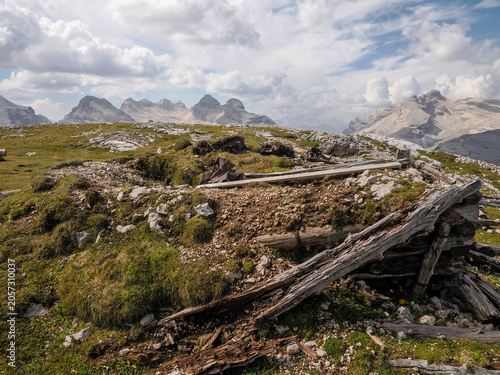 фотографія dolomites sass de stria world war I foxholes trenches tunnels