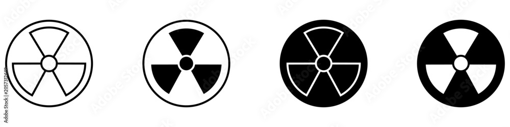 Fototapeta premium Radiation icon vector set. Nuclear hazard illustration sign collection. Radioactive symbol warning. Toxic energy logo or mark.