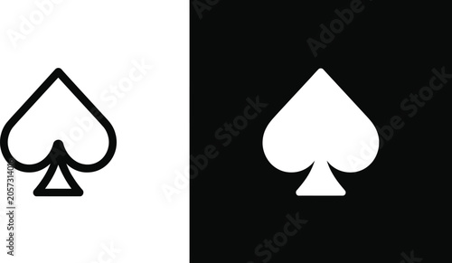 Schilderij op canvas Ace of Spades Casino Icon Concept in Flat Design with Black and White Background Vector Illustration