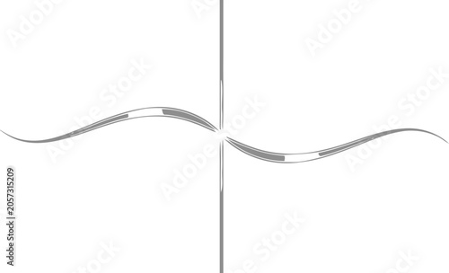 Crosshair symbol features a thin vertical line and two elegant curved horizontal lines on white.