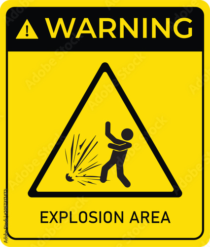 Explosion area warning sign hazard symbol with pictogram of person near explosion safety alert for industrial danger isolated on white background