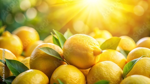 Sun-Drenched Lemons A Vibrant Harvest of Zesty Citrus Fruits Glowing in Golden Sunlight