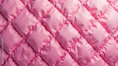 A Close-Up View of Soft Pink Quilted Fabric Showing a Detailed Texture of Diamond-Shaped Stitching Ideal for Textile Design and Fashion Backgrounds