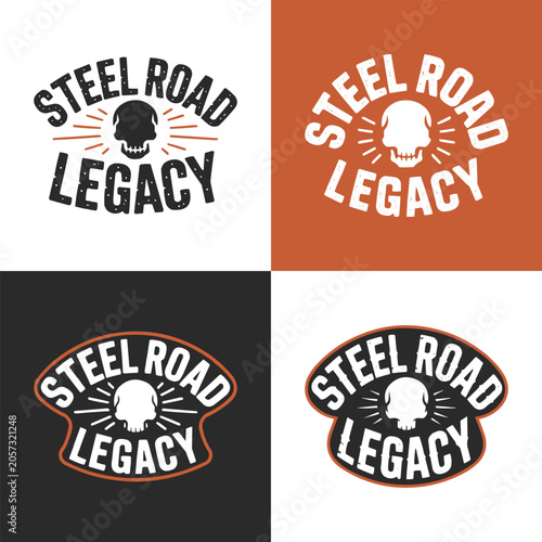 Four vintage skull emblem designs for steel road legacy apparel