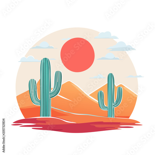 Flat design umbrella with sun and beach
