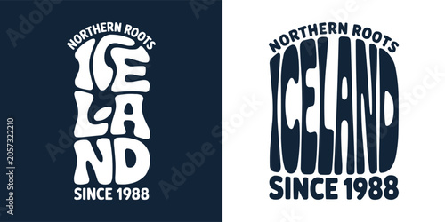 Northern roots Iceland vintage style typography logo with dark background