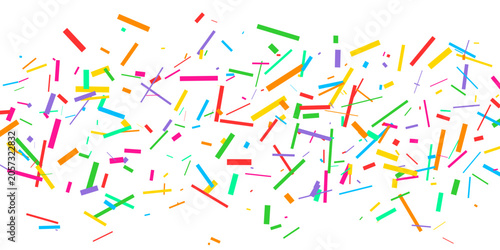 Fotografie Colorful confetti background with scattered rectangular paper pieces