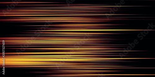 Cuadro en lienzo Gold speed lines on black background vertical high speed concept