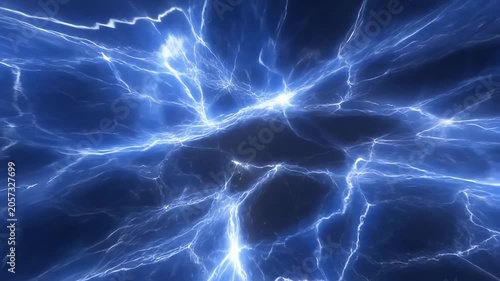 Dynamic electric energy surge with pulsating blue lightning effects
