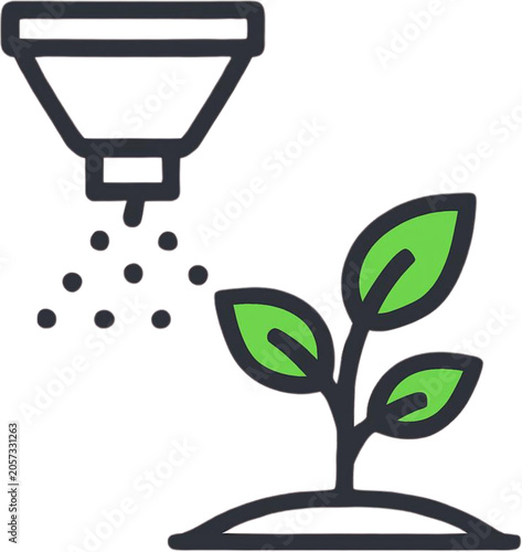 Agricultural Fertilizer Application Icon Showing Soil Nutrition and Young Plant Sprout Growth