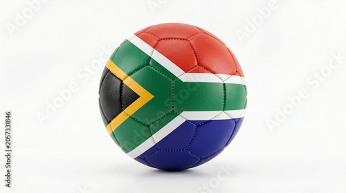 Soccer ball with south africa flag pattern isolated on white background