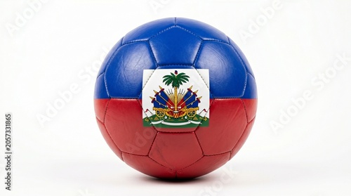 Soccer ball with the flag of haiti isolated on white background