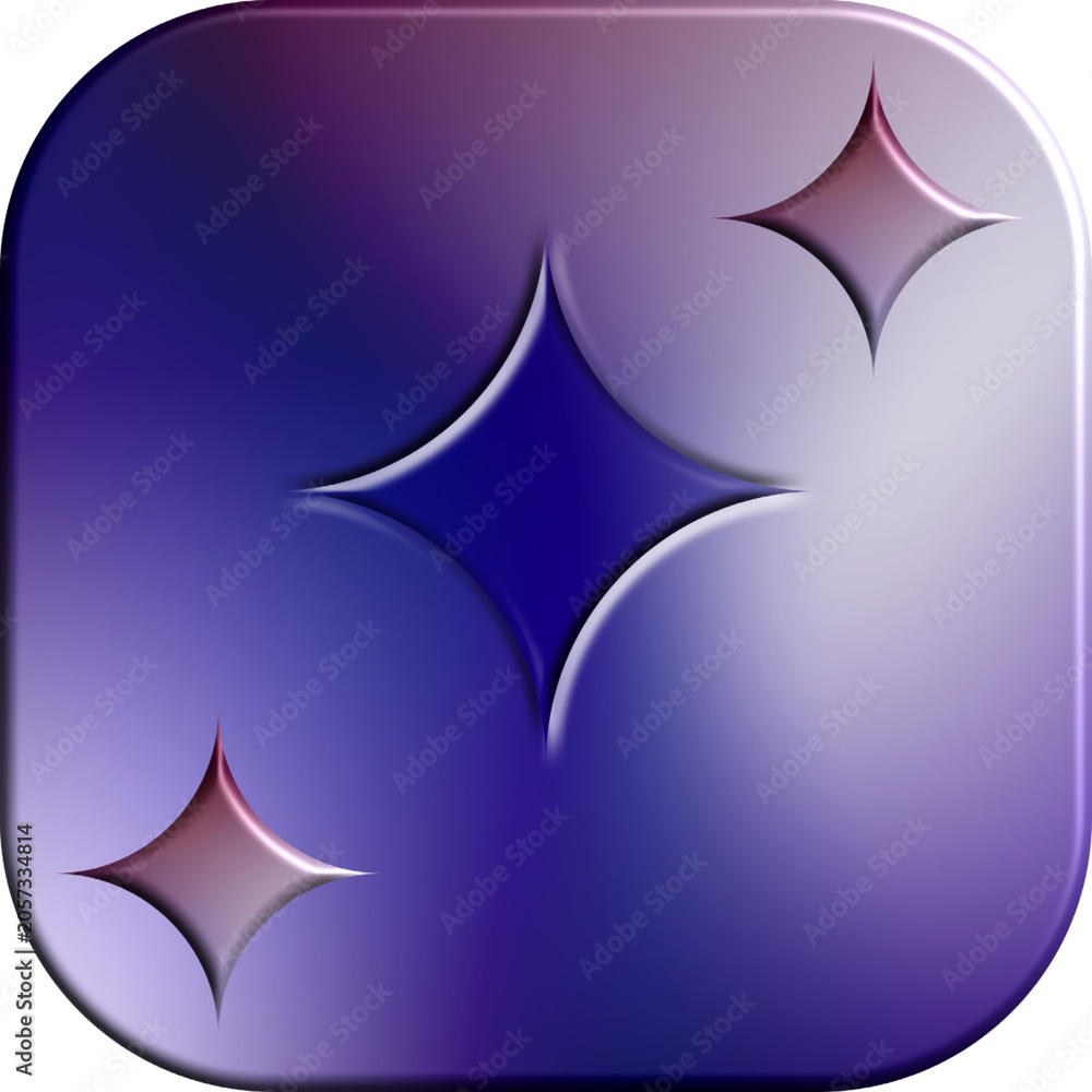 Fototapeta premium Purple Gradient App Icon Design with Embossed Stars Graphic Illustration Asset Document.eps for User Interface Development