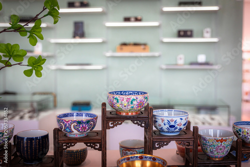 Tableau sur toile Chinese Porcelain Tea Cup and Tea Bowl