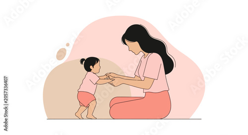 Mother and child connection in minimalist design