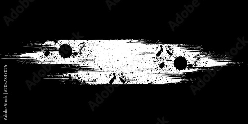 Red Grunge Brush Stroke With Paint Splatter On Black Background For Bold Graphic Design