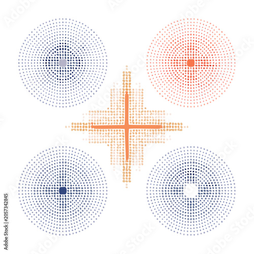 Minimalist geometric pattern with dots and stripes