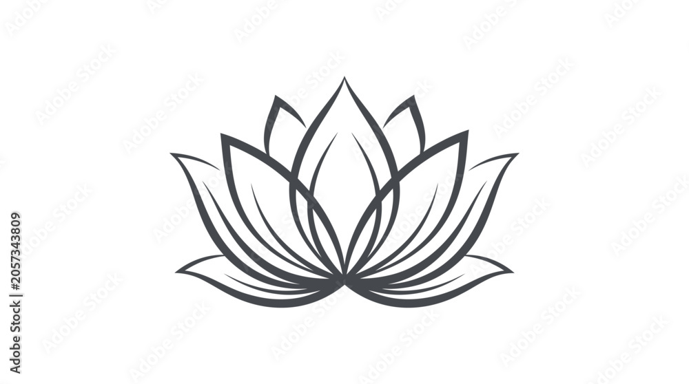 Fototapeta premium Lotus Blossom Outline Vector Icon