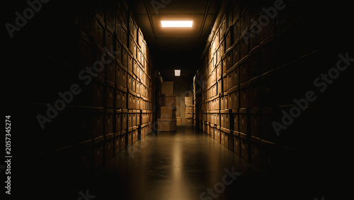 Stockage de cartons dans un sous sol