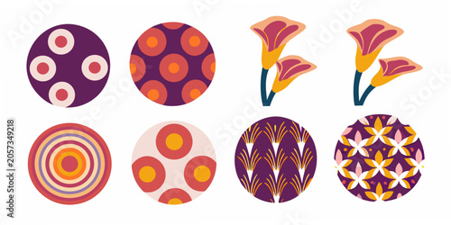 Bild auf Leinwand Calla Lily Floral Ornament Collection Vector Illustration