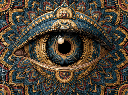 Human Eye with Creative Mandala Art Style