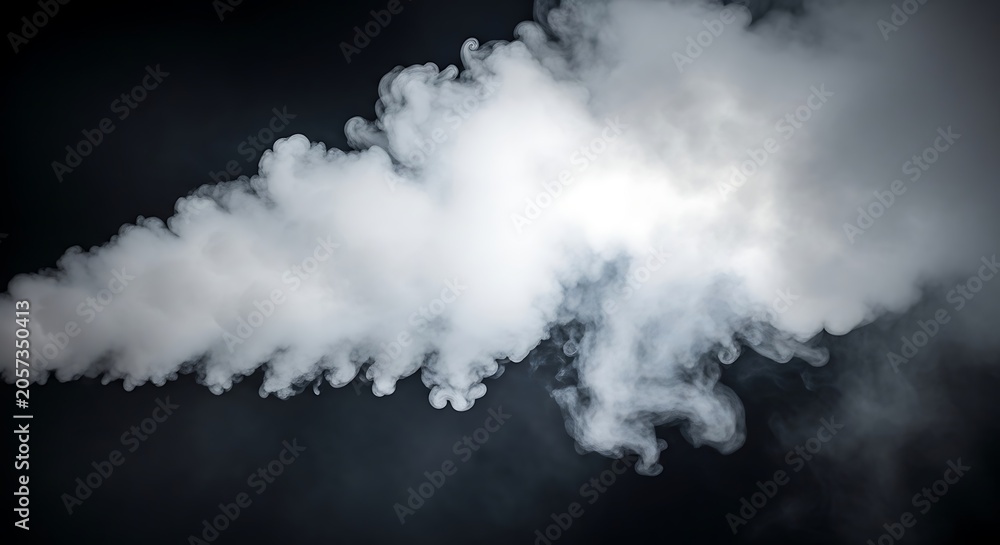 Fototapeta premium White smoke cloud on dark transparent background for design and editing purposes free