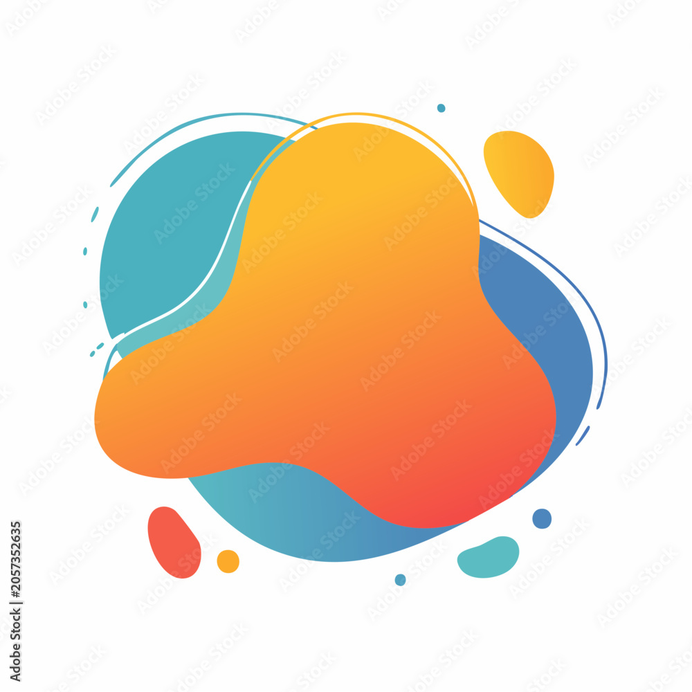 Fototapeta premium Abstract Gradient Blob Shape with Blue Outline