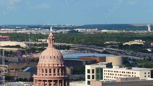 Texas State Capitol Dome with I-35 Traffic and Austin Skyline Part 2 of 2